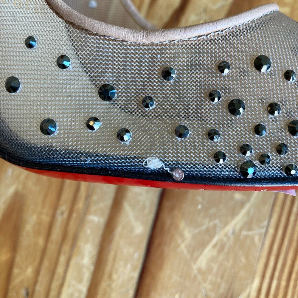 Christian Louboutin Mesh Follies Strass Pumps Heels *damage - 40.5 / 10 - 0806FA